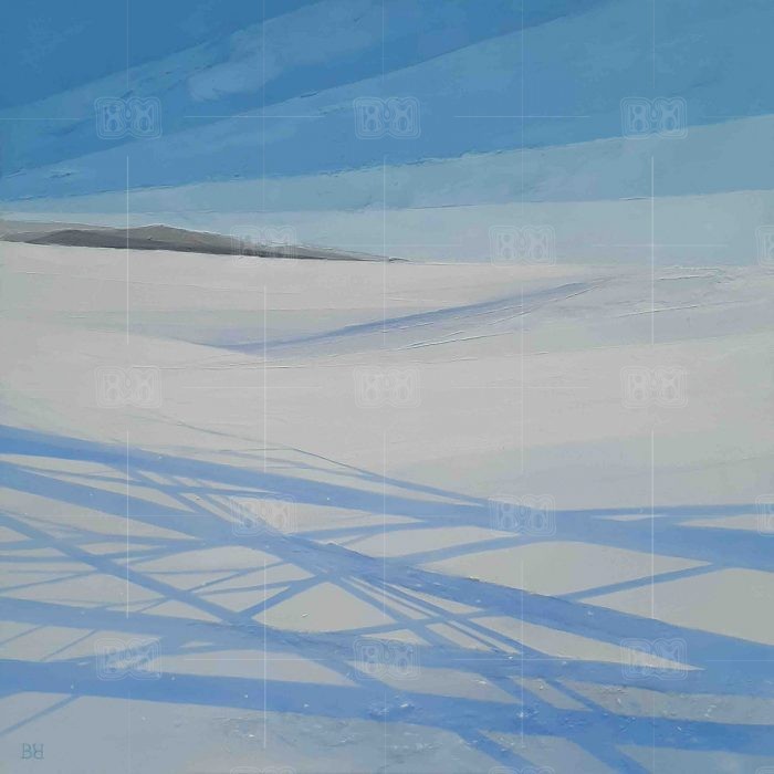 White - abstract oil landscape 100x100 cm