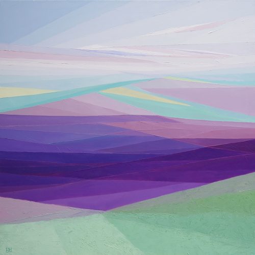 Color of Earth. Violet - abstract oil landscape 100x100 cm