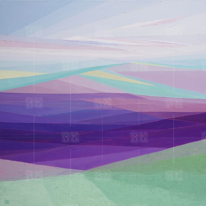 Color of Earth. Violet - abstract oil landscape 100x100 cm