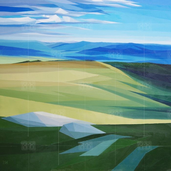 Color of Earth. Green - abstract oil landscape 100x100 cm