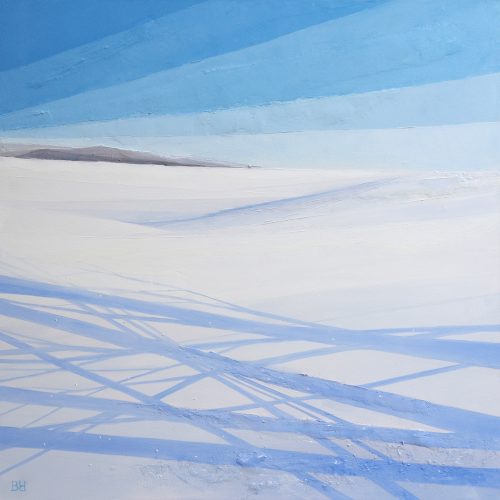 Color of Earth. White - abstract oil landscape 100x100 cm