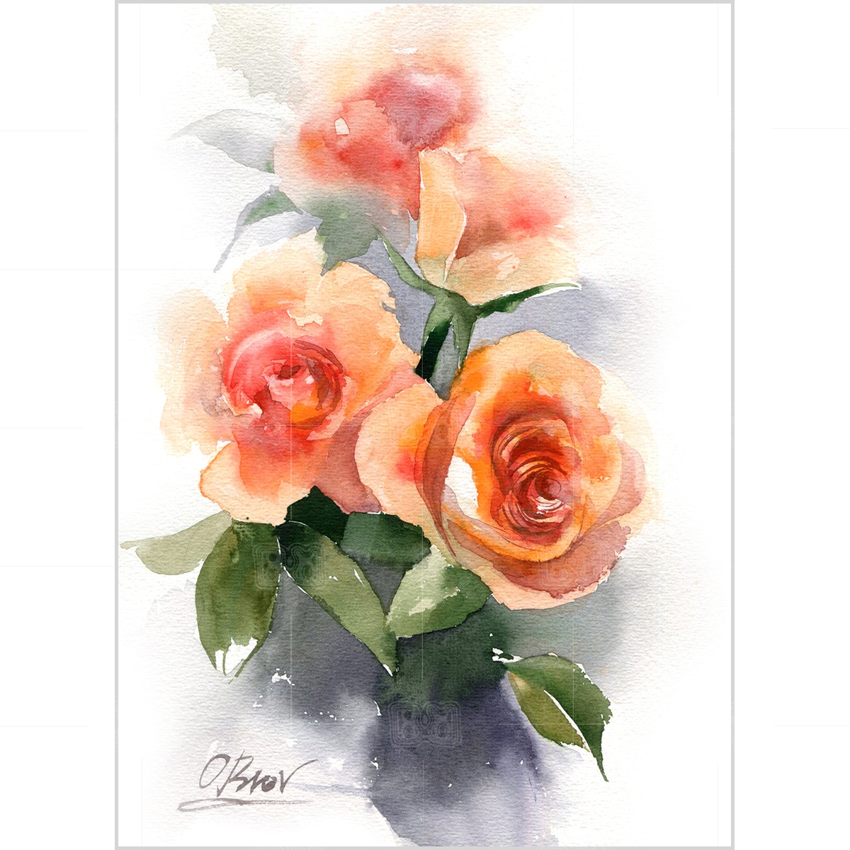 Roses, watercolor on paper Roses, watercolor on paper, 7.8*11.8" (20x30 cm)