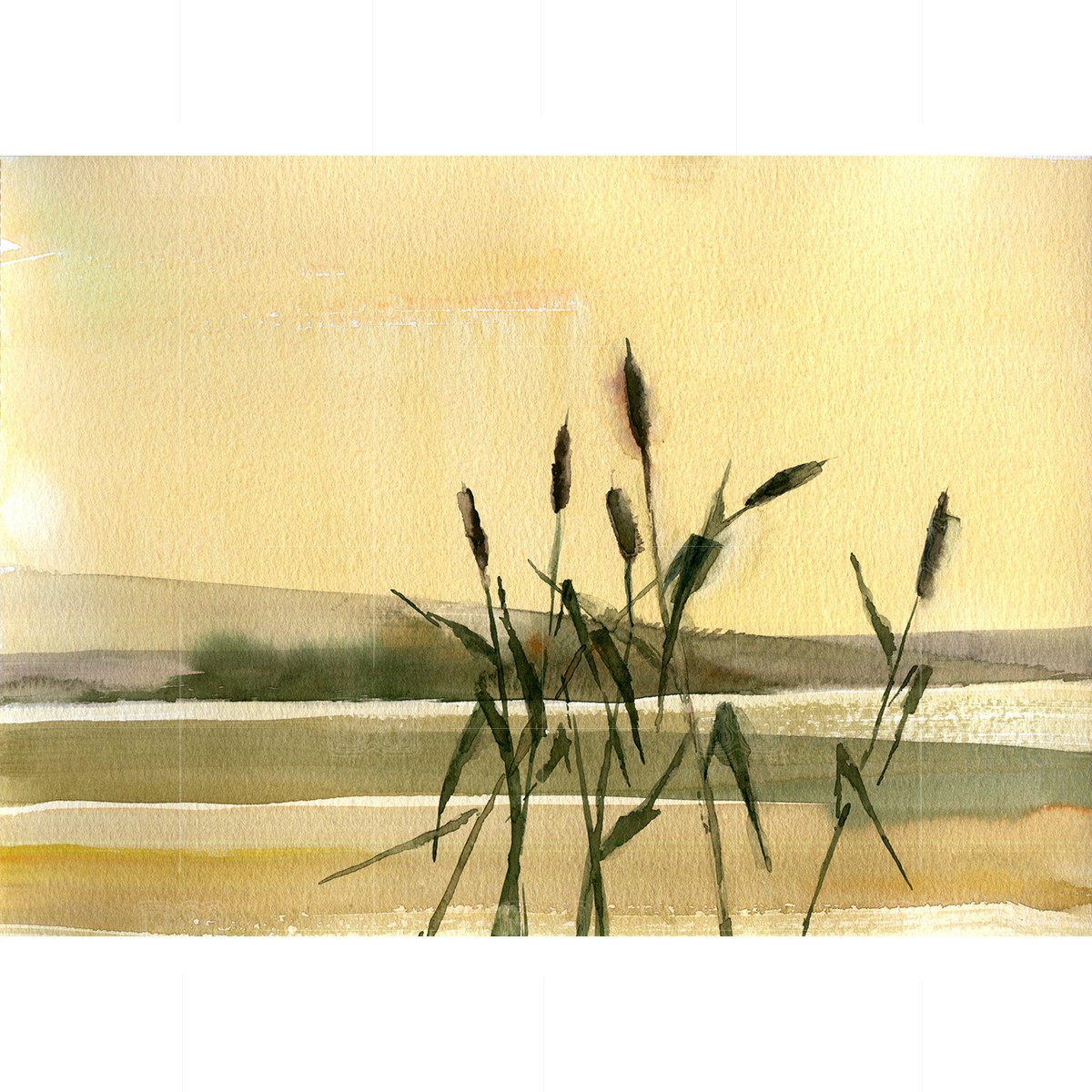 Autumn sunset - original watercolour painting on paper Autumn sunset - original watercolour painting on paper