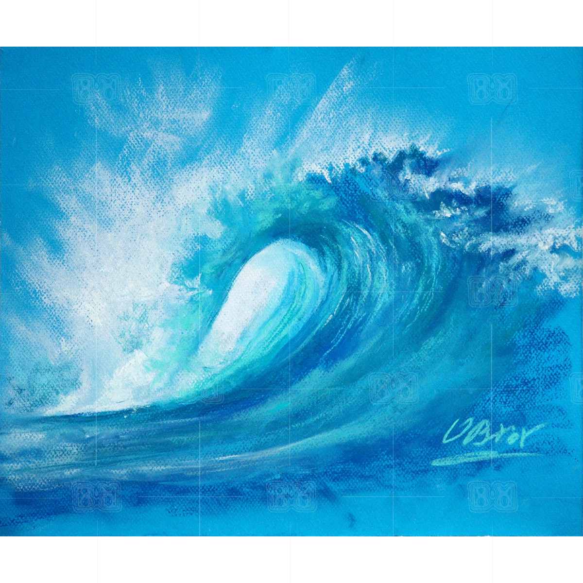 A surf wave - original soft pastel painting A surf wave - original soft pastel painting