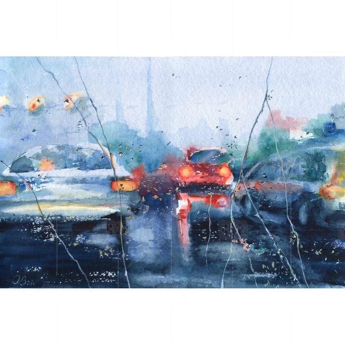 Rainy trip, episode 4 - watercolor 60x40 cm