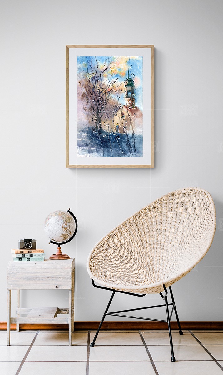 Rainy trip, episode 8 - watrocolor on paper 40x60 cm - in interior Rainy trip, episode 8 - watrocolor on paper 40x60 cm - in interior