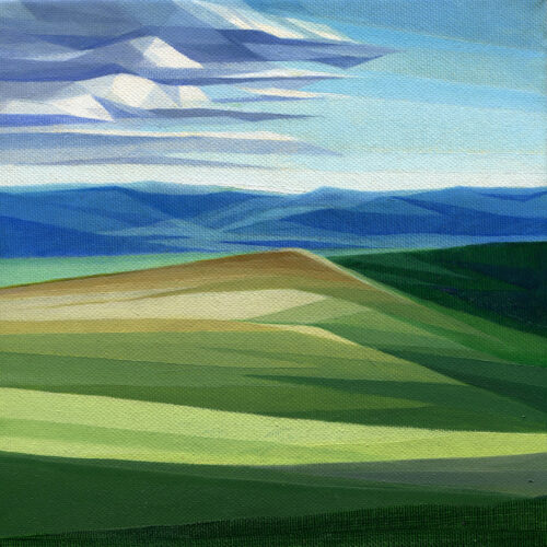 Mornig in Altai - 20x20 cm, oil painting on canvas
