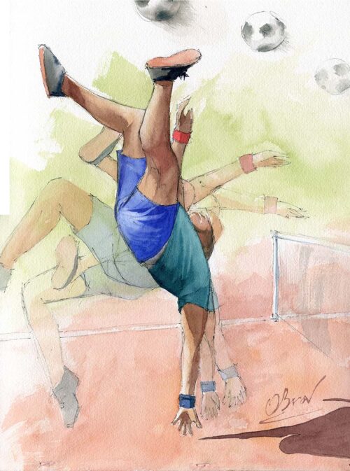 Nohejball acrobatic - original watercolor painting 30x40 cm
