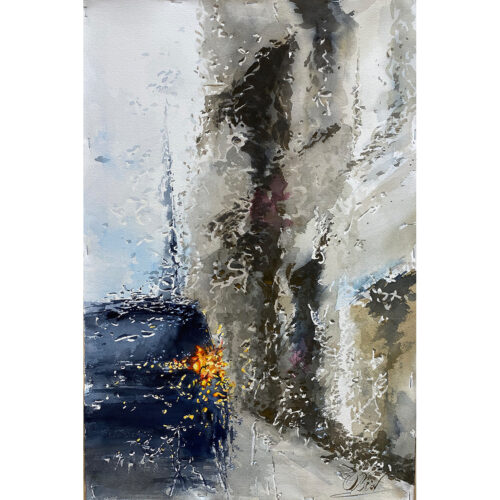 Rainy trip. Waiting - 40x60 cm, watercolor