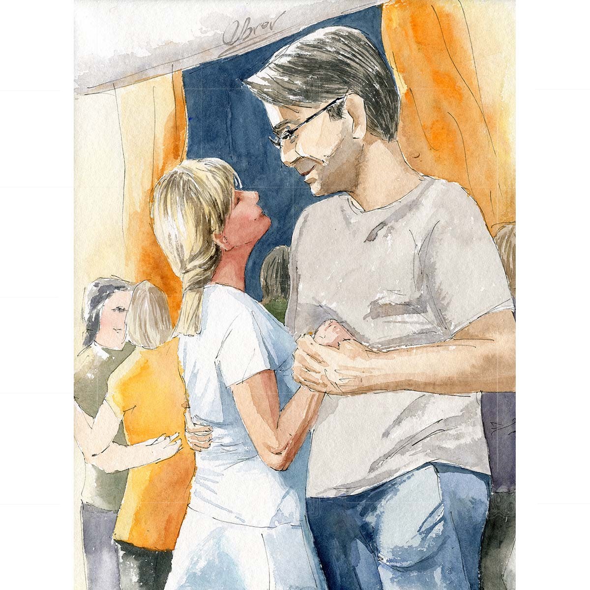 Party in the village bar 3 - original watercolor painting 30x40 cm Party in the village bar 3 - original watercolor painting 30x40 cm