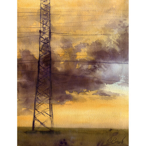 Power of energy - original watercolor painting - Olga Brovchenko